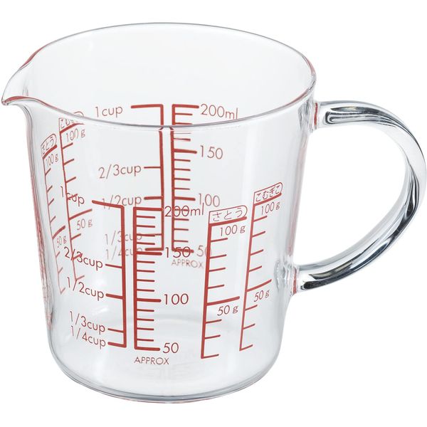 HARIO MJCW-20-R-BK Measuring Cup Wide, 6.8 fl oz (200 ml), Made in Japan, Heat Resistant Glass