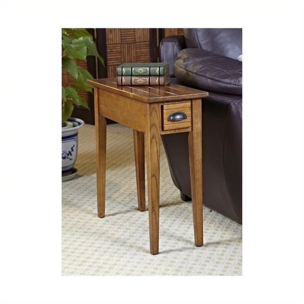 Leick Furniture Bin Pull Narrow Wood End Table in Candleglow Brown Finish