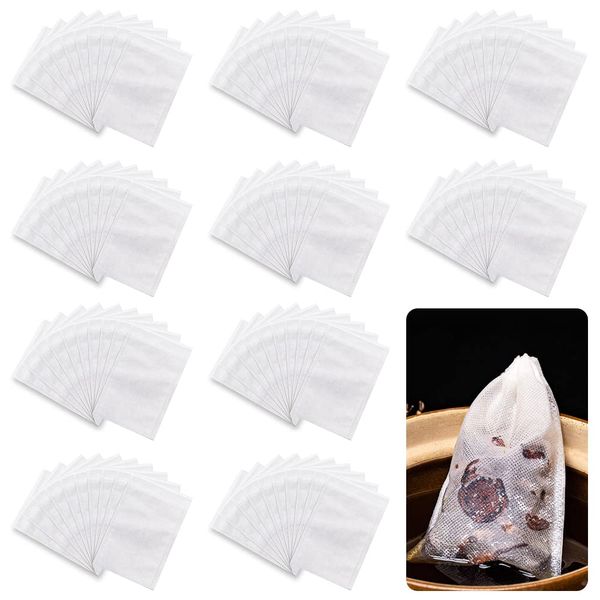 AAGWW Disposable Tea Bag Non-woven Tea Bag Drawstring Bag Empty Bag for Barley Tea Green Tea Cave Coffee Filter Paper for Relief Tea & Coffee (8 x 12 cm, Total: 100pcs)