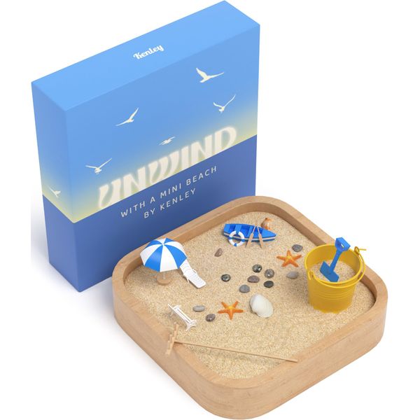 Mini Zen Garden Sandbox - Beach Sand Zen Garden for Desk - Desk Sandbox for Adults & Kids - Sand Tray Therapy Kit - Miniature Zen Sand Garden Gift Set with Natural Sand, Rakes, Rocks and Accessories