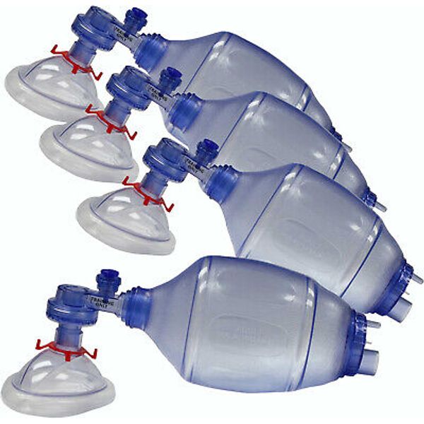 MCR Medical 4-Pack CPR Training Bag Valve Mask (BVM) ADULT/CHILD in Mesh Bag, BV