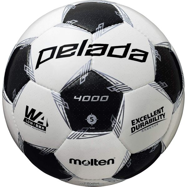 Molten F5L4000 Soccer Ball, No. 5 Ball, Junior High School Students and above, Pereda 4000 F5L4000, White x Metallic Black