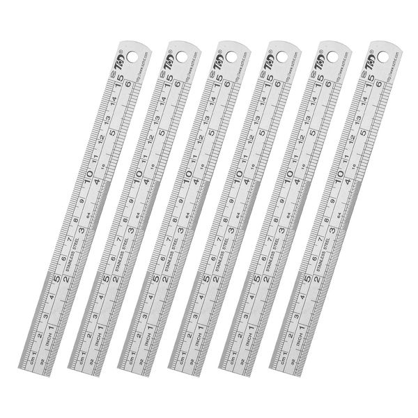 Ruler Metal Straight Edge Ruler Stainless Steel Ruler 6 Inch Ruler Set Rulers Bulk 6 Pack