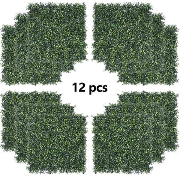 12PCS Artificial Grass Privacy Screen Garden Home Green Wall Backdrop Durable