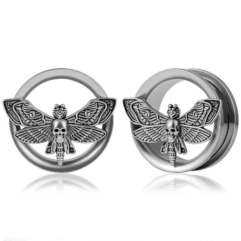 Vankula Oortunnel met hanger, 4 stuks, doe-het-zelf double flared flesh plug, roestvrij staal, voor mannen en vrouwen, oorpiercing, uitgerekte sieraden, 6 mm tot 22 mm, 10mm(00G), Metaal