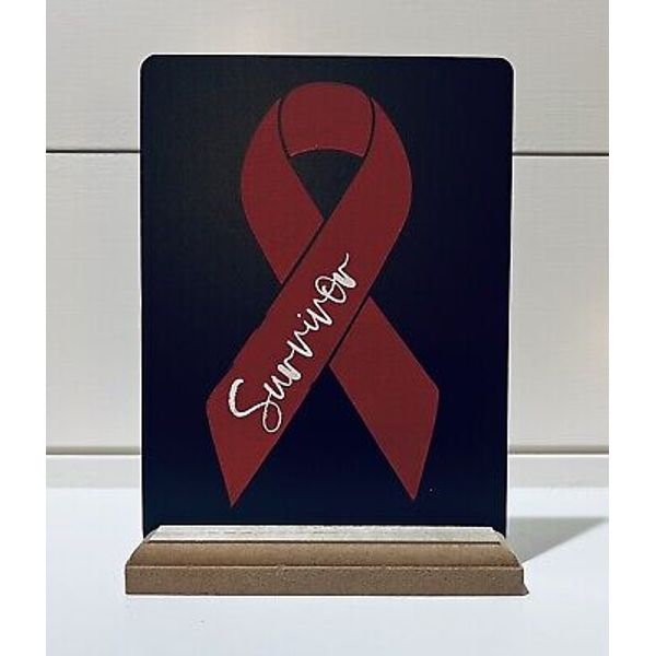 Red Awareness, Heart Disease, Cardiovascular Ribbon Chalkboard Painted Sign NEW