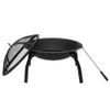 22" Four - legged Folding Iron Brazier Wood Burning Fire Pit Decoration for Backyard Poolside