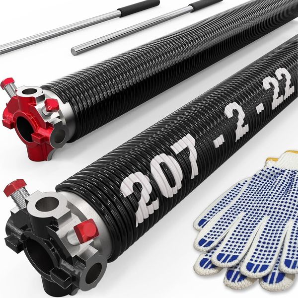 Garage Door Torsion Springs with Non-Slip Winding Bars, Oil-Free Electrophoretic