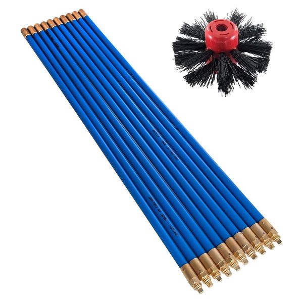 Bailey Lockfast Chimney Sweep Brush & Rod Set - 6" Brush + 10 Rods