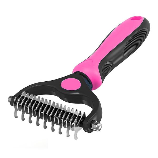 Pet Grooming Brush 2 In 1 Pet Grooming Tool Dog Brush Double Sided Dematting Comb Dog Shedding Brush for Dogs Cats Horses Effectively Removes Loose Undercoat and Knots