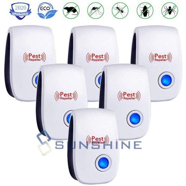 6 Electronic Pest Control Reject Ultrasonic Repeller Home Bug Rat Spider Roaches