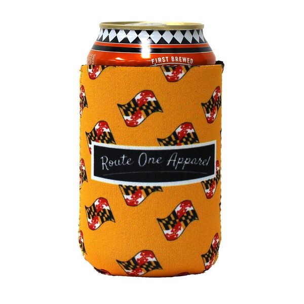 Waving Maryland Flag Pattern (Yellow) / Can Cooler - 10/$6 Each / Yellow