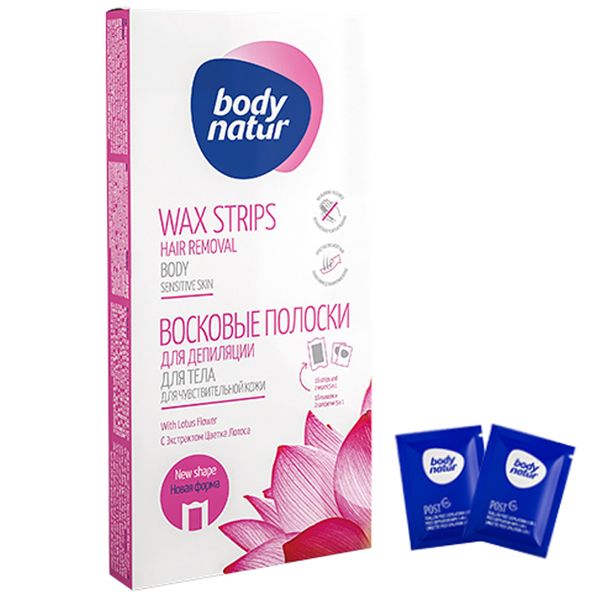 Body Nature Hair Remover Wax Strip Body Lotus Flower Arm/Leg 16p + Tissue 2p