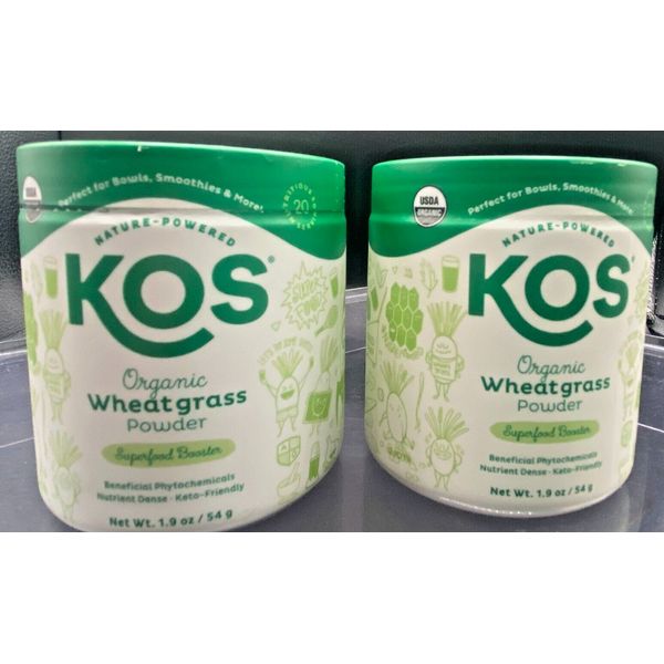 (2 Pack) KOS Nature-Powdered Organic Wheatgrass Powder - 1.9 Oz Ea. -EXP 02/25