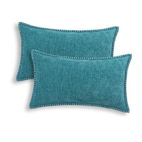 Throw Pillow Cases  Pack of 2 Cotton Thread 12" x 20" (Pack of 2) Teal