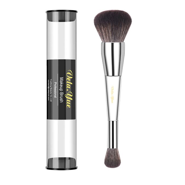 Vela.Yue Dual Ended Foundation Concealer Makeup Brush Lucite Handle Liquid Cream and Powder Complexion Perfector for Eyes Face