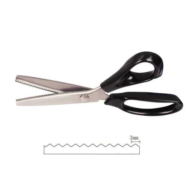 Professional Pinking Shears, Comfort Grip Handle Stainless Steel Dressmaking Scissors Sewing Art Craft Cut Tool, Serrated and Scalloped Blade Cutting Scissor for Fabric Decoration (Serrated-3mm)