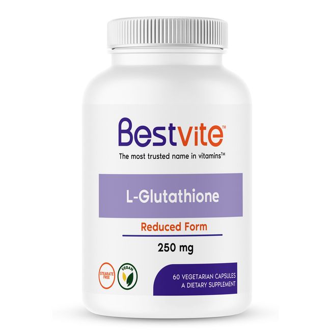 L-Glutathione 250mg (60 Vegetarian Capsules)-No Stearates-Vegan-Non GMO