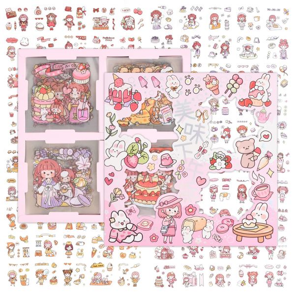 100 Stück Scrapbooking Aufkleber Süßes Menschen Mädchen Scrapbook Sticker Set für Journaling Diary Planner (A)