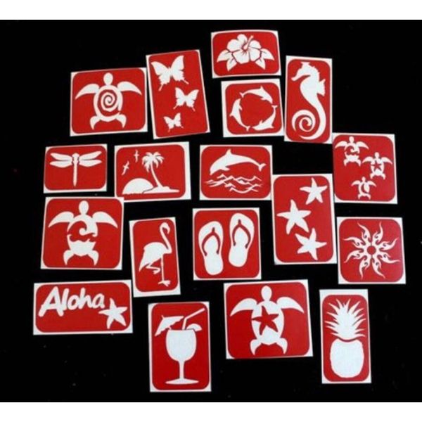 Luau Glitter Tattoo Stencil Pack