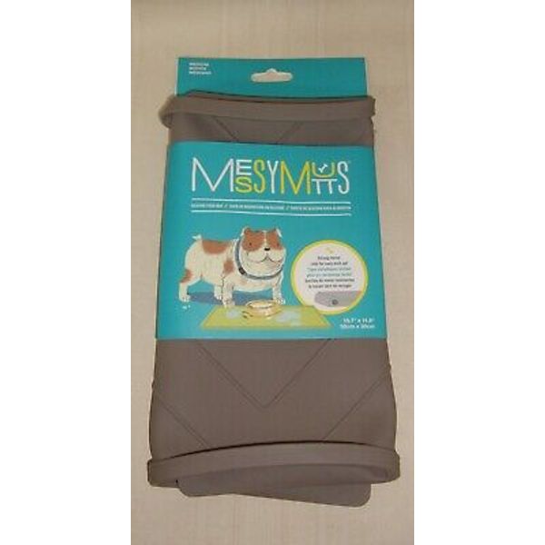 Messy Mutts Medium Silicone Non-Slip Pet Food Mat with Raised Edge 19.7” x 11.8”