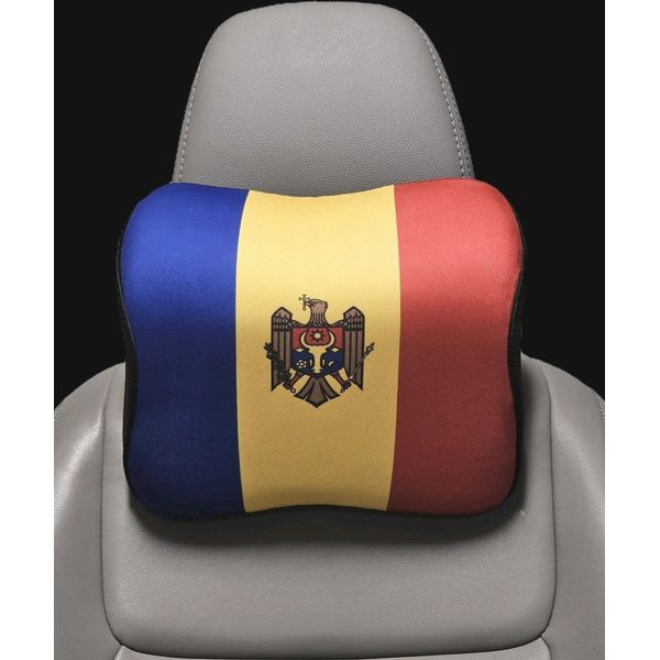 Moldova Flag Car Headrest Neck Support Pillow with Memory Foam (2 Pack)
