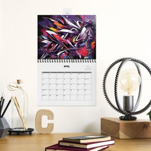 2025 Graffiti Hip Hop Wall Calendar 12 Months Colorful Monthly