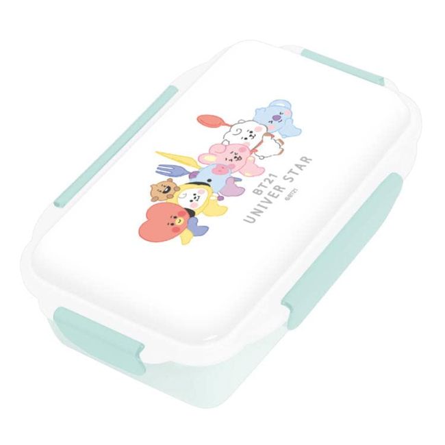 Kamio Japan BT21 100275 4-Point Lock 1-Tier Lunch Box, Cutlery, Lunch Goods, Bento Box, Bento