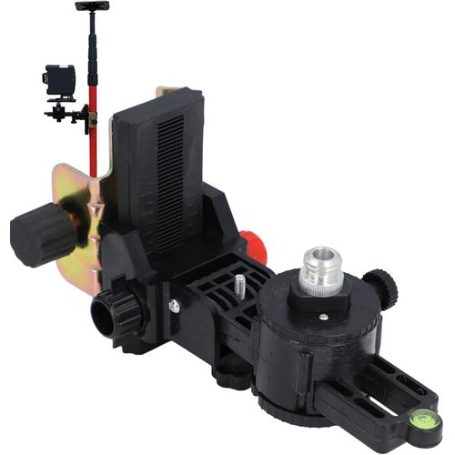 CYSFETENA Fine Tuning Bracket Level Tool Adapter with 360 Degree Rotation Telescoping Pole Cradle Head, Adjustable Level Pole Holder Mount for Roads, Tunnels, Bridges & Buildings