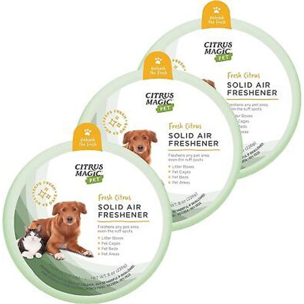 Citrus Magic Pet Odor Absorbing Solid Air Freshener for 8 Ounce (Pack of 3)