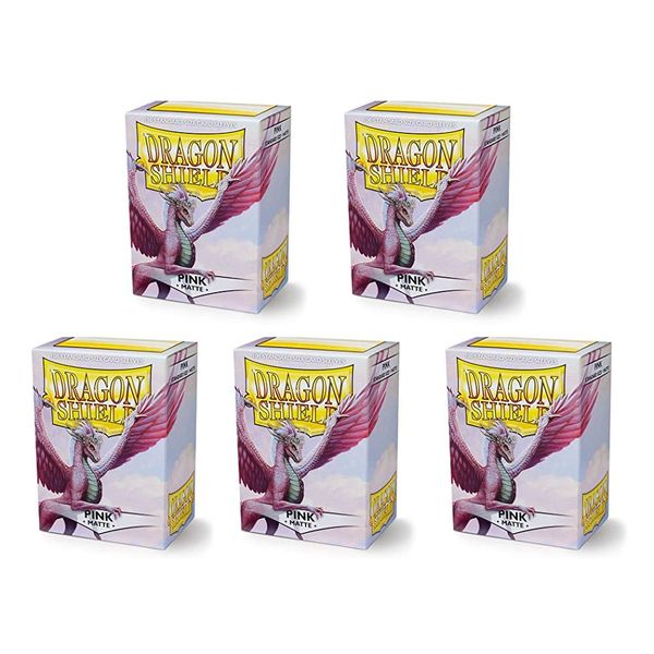 5 Packs Dragon Shield Matte Pink Standard Size 100 ct Card Sleeves Value Bundle!