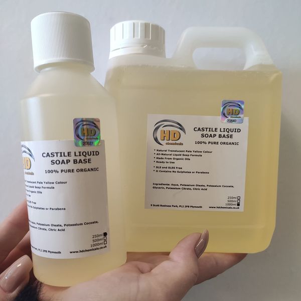 Castile Liquid Soap Base Organic Free from SLS SLES Sulphate and Paraben (1000ml (1L))