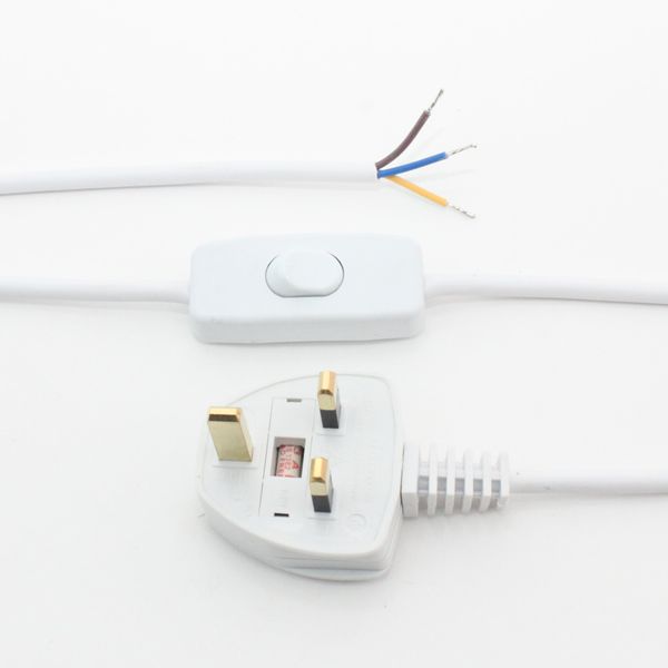 3 Core Table Lamp Pre Made Cable with Inline Switch 2.5 Meters