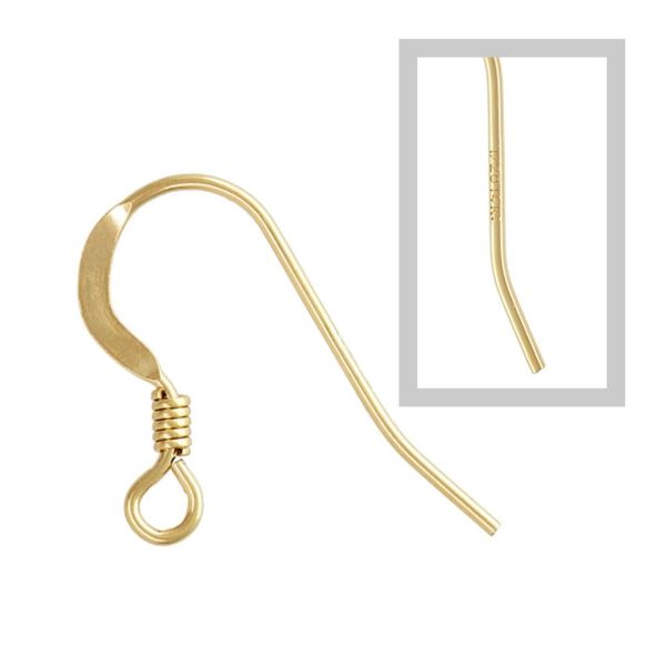 14k Gold Filled Flat Fishhook Ear Wire with Coil 10pcs