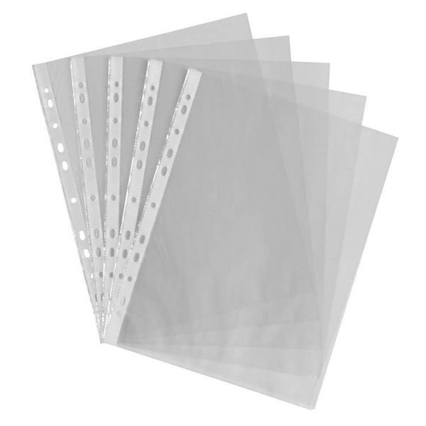 Punched Pockets A4 - Clear Sheet Protectors - 50 Poly Pockets - Punched Binder Pockets - A4 Polypropylene Punched Pockets for Files & Ring Binders - Stationary Punched Pockets A4 Size - ASPIRE UK