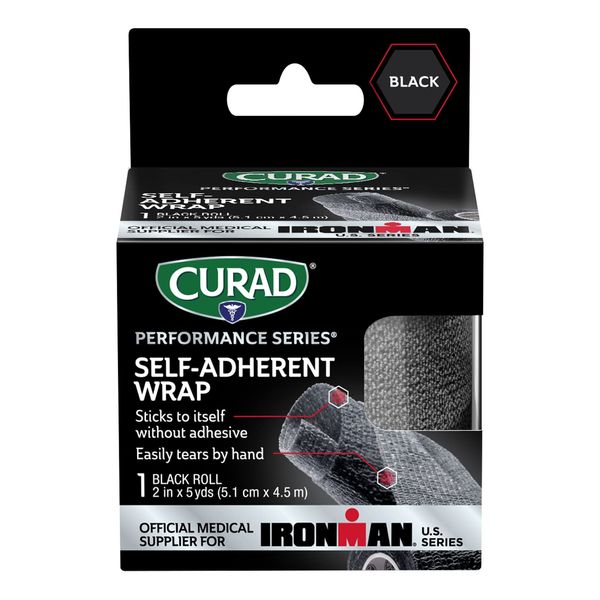 CURAD Performance Series Ironman Self-Adherent Wrap, Black, 2" x 5 yds