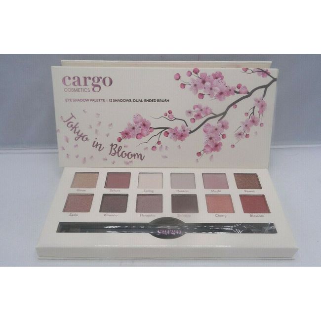 Cargo Cosmetics Tokyo in Bloom Eyeshadow Palette 12 Shadows,Dual-Ended Brush New