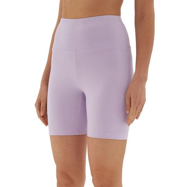 sissycos Damen Sportshorts Hohe Taille, Leggings Kurz für Fitness Gym Strumpfshort, Elastische Radlerhose Sweatpants 1/2 (Frühling lila, XL)