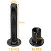 16 Sets Black Hex Socket Nut & Bolt,Furniture Connection Bolts Screws Nuts (M6x35mm)