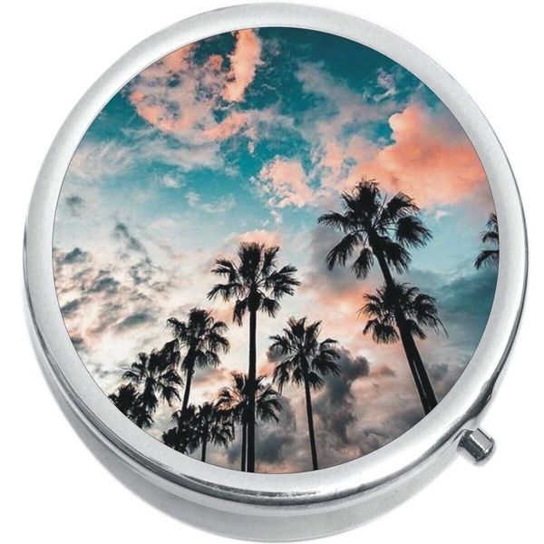 Palm Trees Medicine Vitamin Compact Pill Box