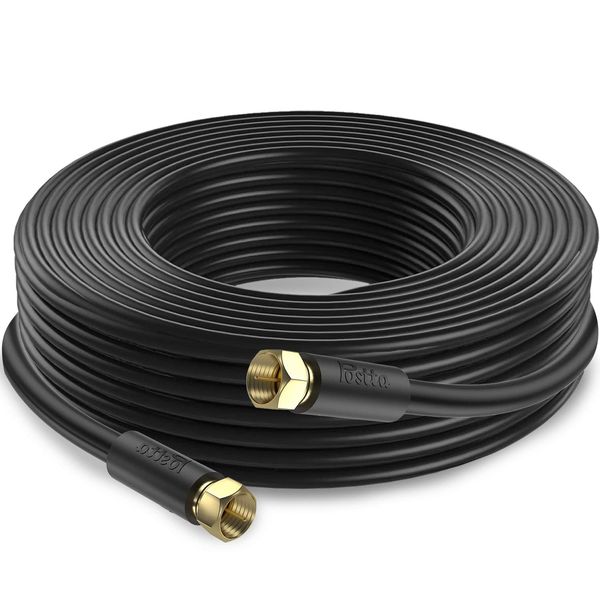 Postta Antenna Cable, 32.8 ft (10 m), Coaxial Cable, S-5C-FB(RG6), 4K8K, Compatible with Terrestrial Digital, BS, CS, and CATV Broadcasting, Gold Plated Plug, F-Type Plug, Black