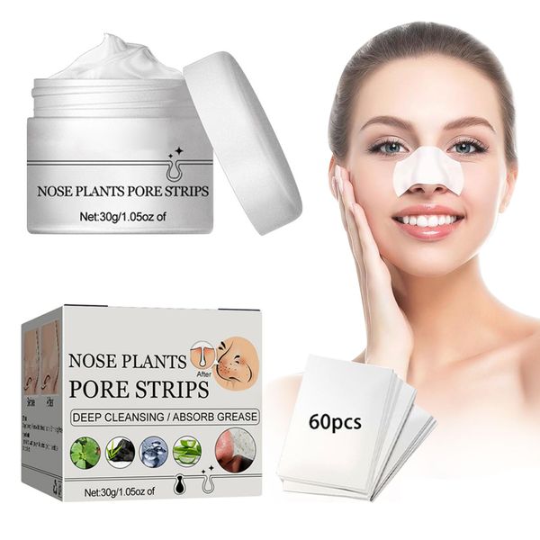 Maschera Punti-Neri Rimozione,Maschera I Punti-Neri,Maschere Esfolianti E Detergenti,Blackhead Remover,Maschera Viso Punti Neri,Rimozione Di Punti Neri E Impurità,Maschera Comedone E 60 Strisce Nasali