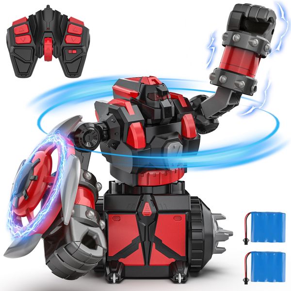 HGAUCAI Remote Control Robots Toys Gifts for Boys 5-7 6 9 8 13 Age 360-Degree Rotating Robot Battling STEM Toys Dueling Robots Birthday Gift Ideas Present Kids (Black)