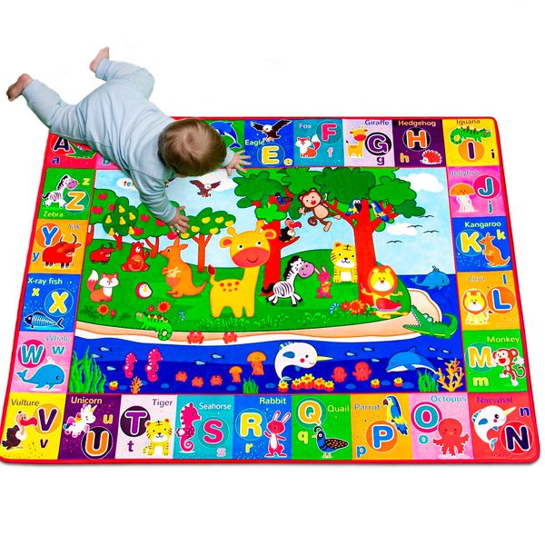 teytoy Baby Cotton Play Mat, Crawling Mat for Floor Mat Large Super Soft Extra Thick (0.6cm), Plush Surface Foldable Non-Slip Non-Toxic