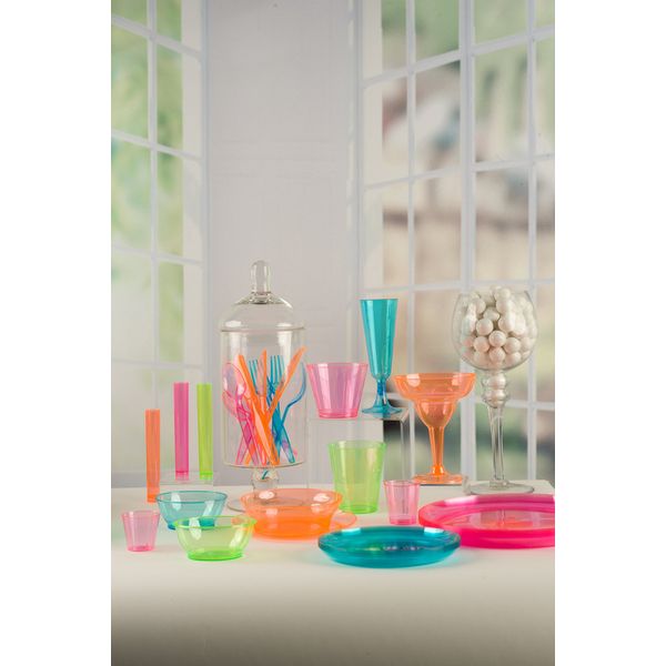 Vibrant Neon Mix Party Plates - 9" (Packs of 20), Durable Plastic with Eye-Catching Design, Perfect for Any Celebration