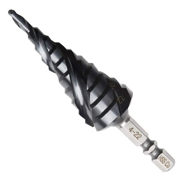 XMSSAA Triple Blade Step Drill Bit for Stainless Steel, Hexagonal Shaft Drill Bit, Titanium Nitride Aluminum Cobalt, High Speed Steel, Spiral Drill for Drilling, Bamboo Shoot Drill, Conical Drill, HSS-Co M35 (4-22 mm)