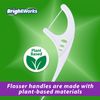 225 Piece BrightWorks Fresh Mint + Whitening Dental Flossers with Plant-Based Handles, Super-Strong Floss for Adults and Mint-Flavored Floss with Micro-Crystals, 75 Count (Pack of 3)