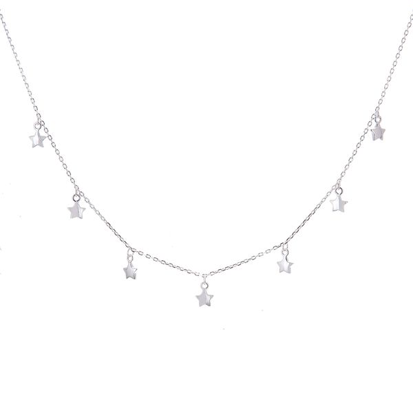 jewellerybox Sterling Silver Multi Star Drop Necklace