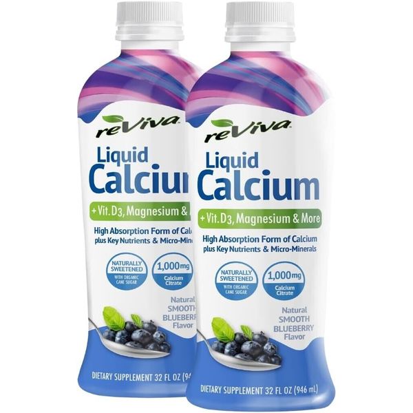 ReViva Liquid Calcium Twin Pack - Smooth Blueberry, Bone & Joint Support
