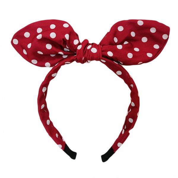 Qianuer Polka Dot Headband Knotted Bow Hair Accessories Head Band Bunny Ears Hair Hoop for Women(polka dots-bow)